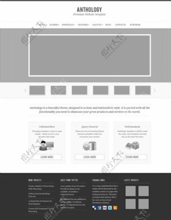 黑白简约风格网站模板图片