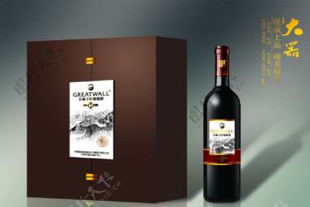 长城葡萄酒礼盒设计效果图图片