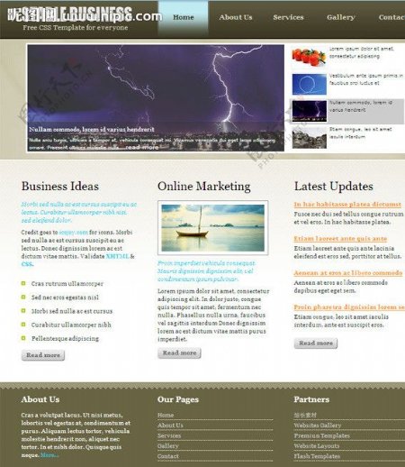 灰色商业网店网页模板图片