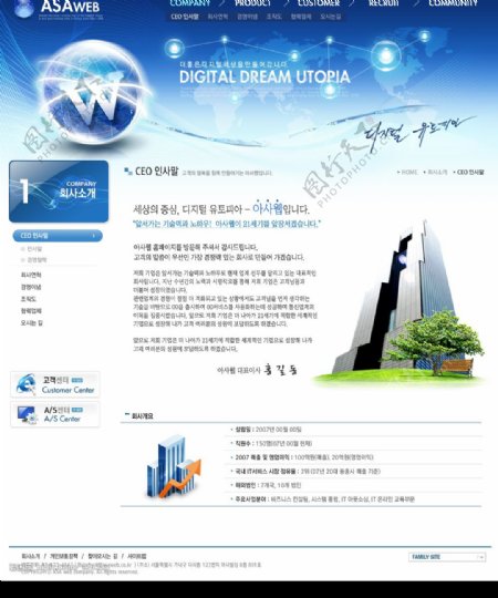 韩国蓝色网站模板2图片