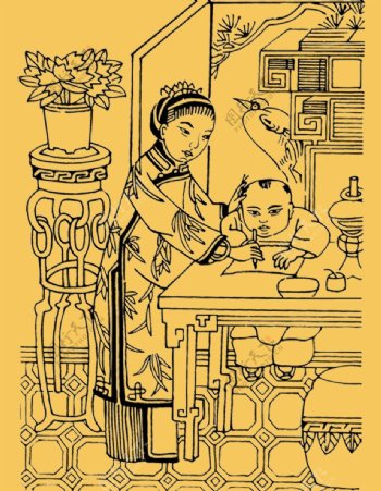 中国古代人物妇女小孩图片