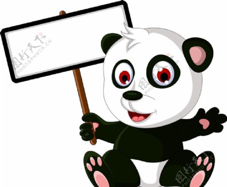 卡通熊猫空白公告栏图片
