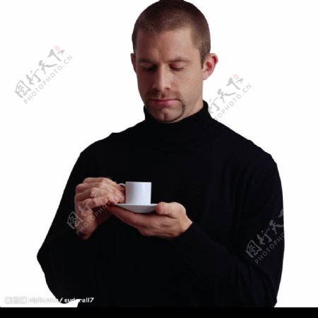 男人低头咖啡图片