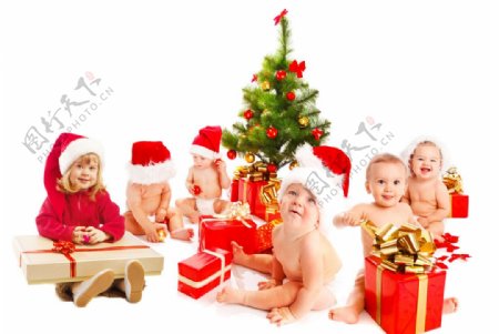 一群可爱圣诞婴儿宝宝图片