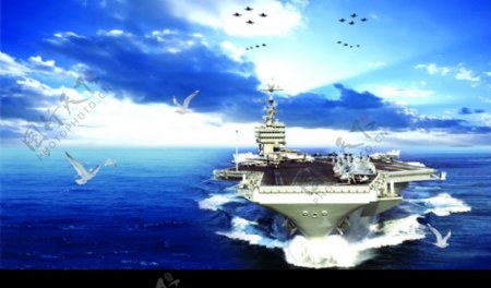 PSD分层开业航母背景素材图片