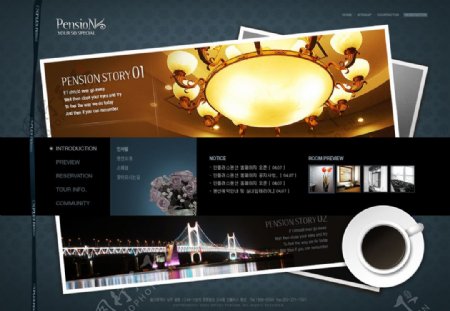 韩国网页模板棕色系BR019包括2个主页7个次级页面图片
