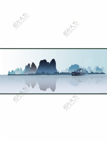 中国画山水画桂林山水图片