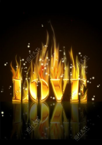 燃烧的LOVE字体图片