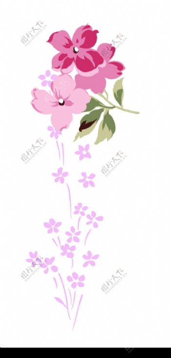粉紫色的时尚花卉与蝴蝶psd分层图片