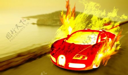 燃烧的汽车图片