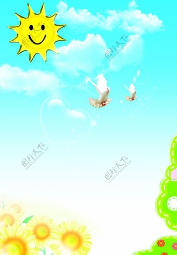 太阳鸟儿童海报儿童吊旗幼儿园展板幼儿园X展架图片