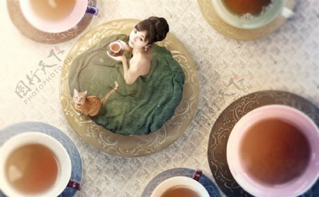 美女茶图片