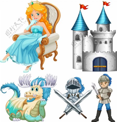 童话故事公主骑士与城堡