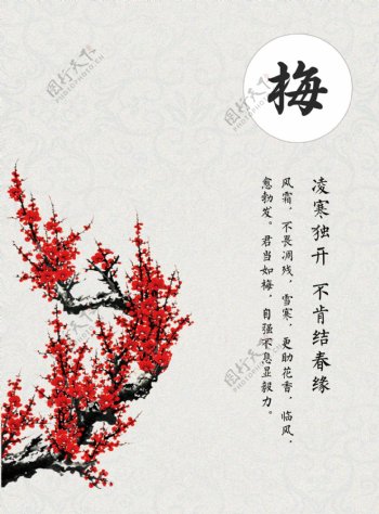 梅花图封面图中国风广告图