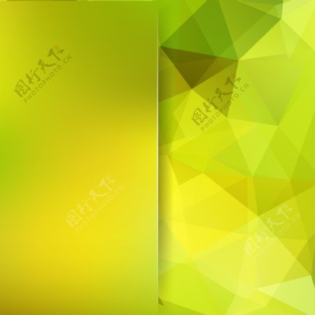 黄绿渐变清新唯美多边形几何折页