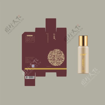 中国风咖啡色化妆品包装盒设计