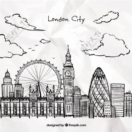 手绘伦敦城市