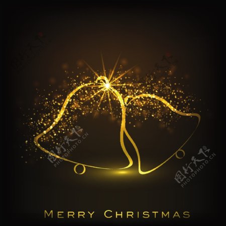 金色抽象线条铃铛诞节装饰
