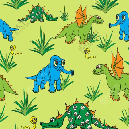 儿童床品印花卡通恐龙