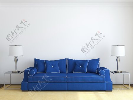 客厅蓝色沙发