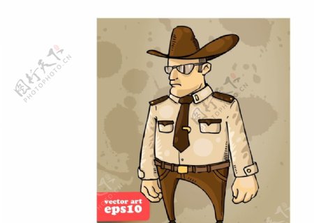 卡通牛仔警察素材