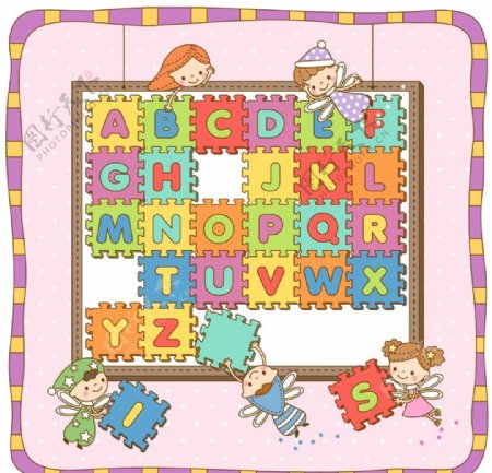 儿童字母拼图游戏素材