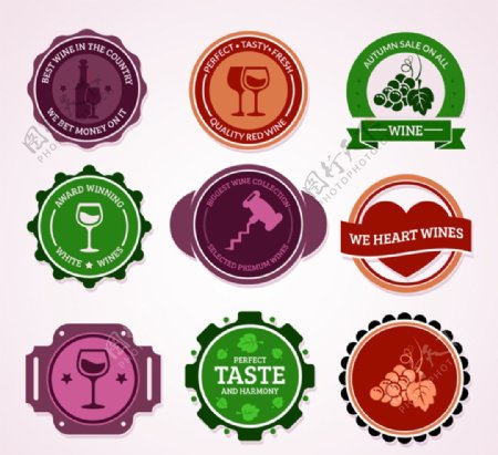 彩色葡萄酒标签矢量素材