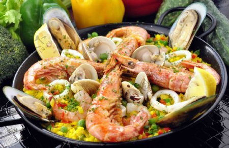 欧洲美食西班牙海鲜饭