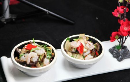 烤蘑菇炒虾仁