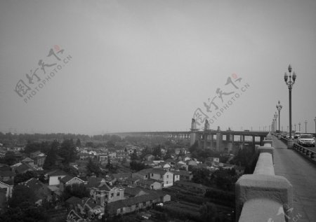 南京长江大桥黑白照