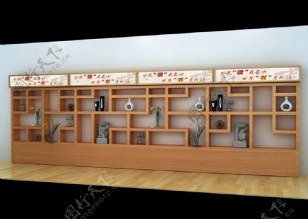 格子书柜3d设计效果图