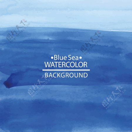 水彩绘蓝色海洋背景矢量素材