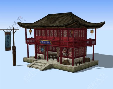 古代酒楼3D模型