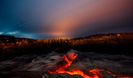 火山山脉岩浆火山爆发火