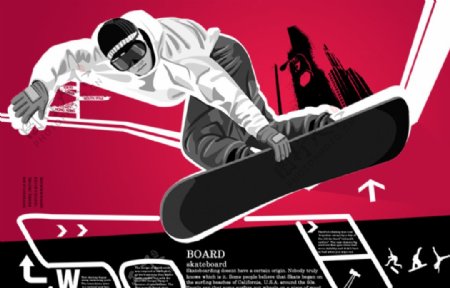 滑板运动插画创意海报