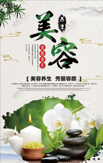 中国风清新美容养生海报