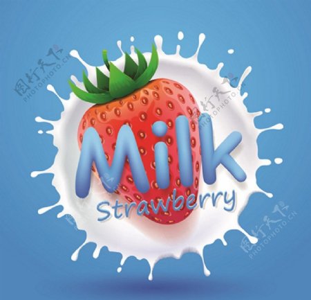 美味的牛奶草莓饮料背景图