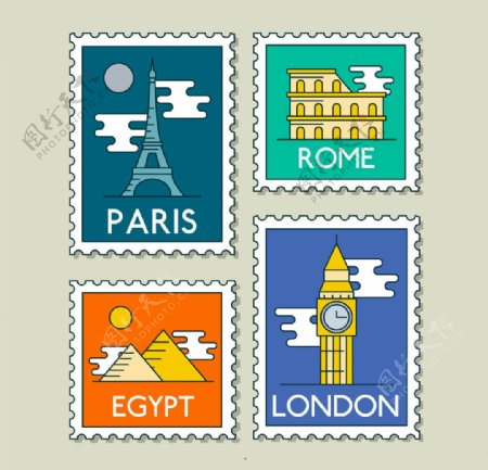 世界象征性的地方邮票