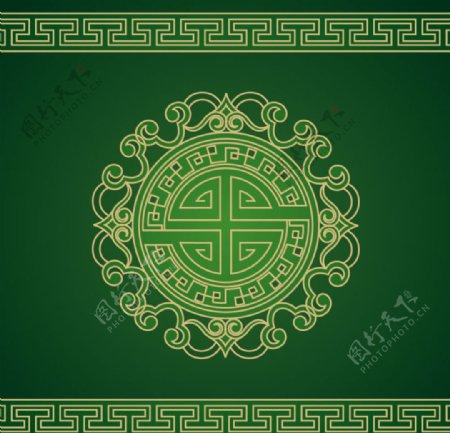 绿色中国古典纹理