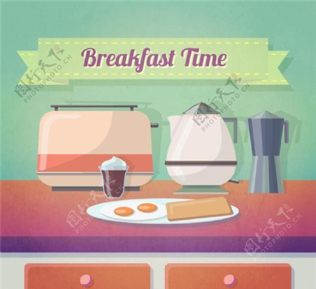 早餐区与美味早餐宣传活动模板源