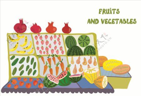 手绘涂鸦蔬菜水果矢量图下载