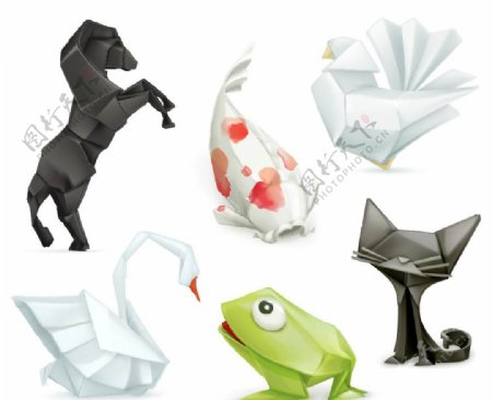 卡通折纸动物