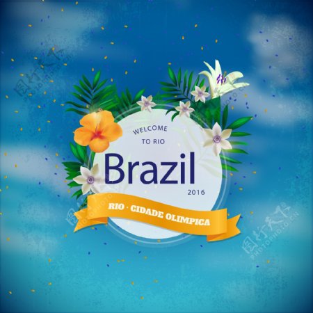 夏日巴西的花卉图案