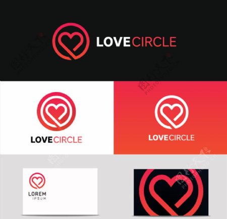 多彩圆形线条爱心logo