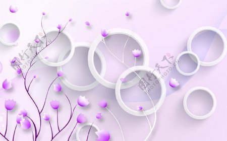 紫色花朵背景墙