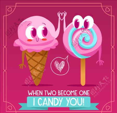 卡通冰淇淋和糖果海报