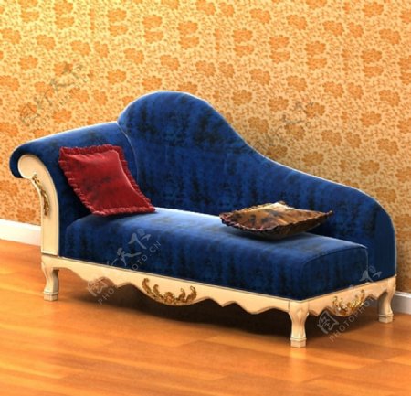 欧式豪华蓝色贵妃椅