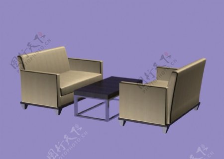 办公室沙发模型单人沙发3D模