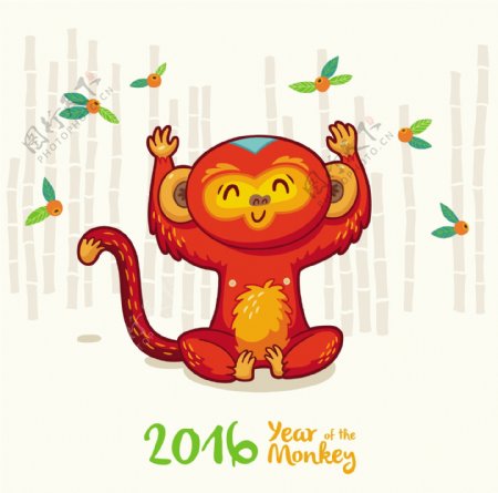 举手的猴子2016贺卡