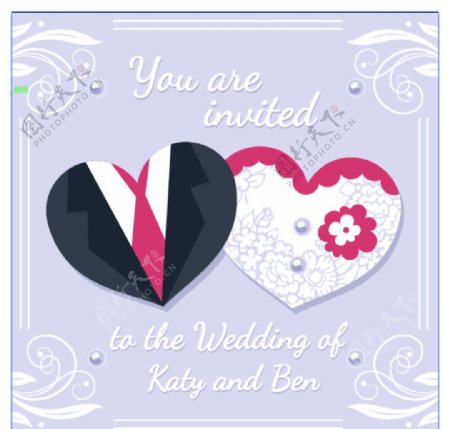 新郎和新娘的婚礼卡片